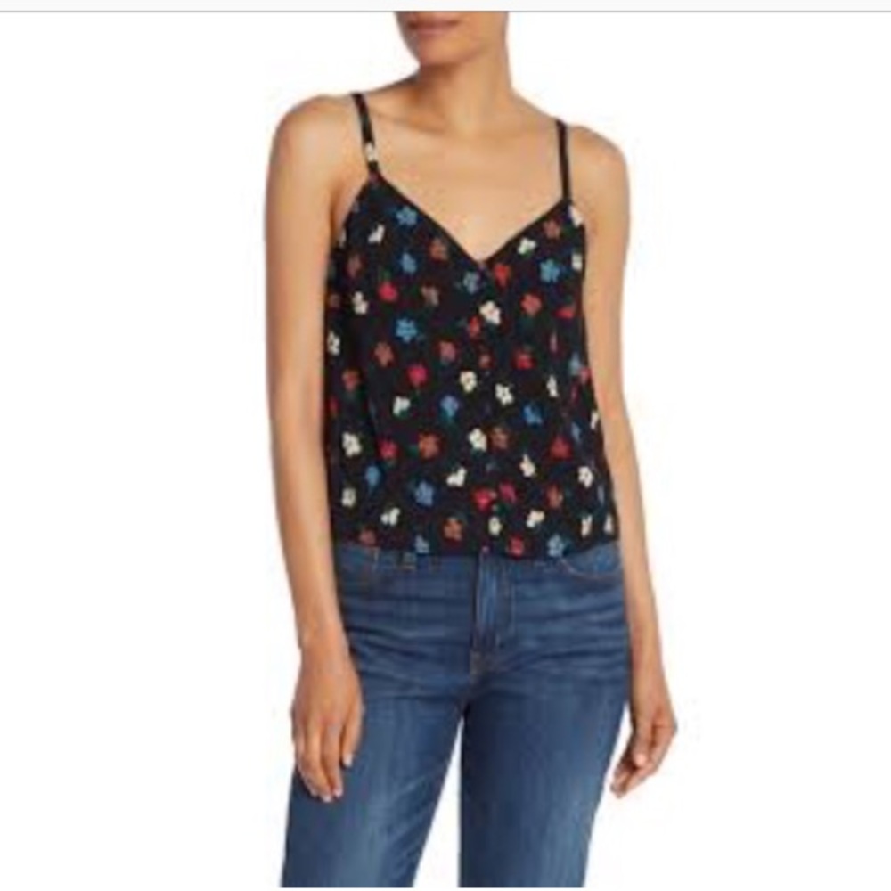 MADEWELL Button Front Blk Multi Floral Cami Top 10 NWOT